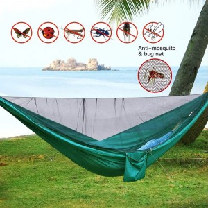 Factory Wholesale Lightweight Portable Folding Nylon Parachute Camping Hammocks with Mosquito Net