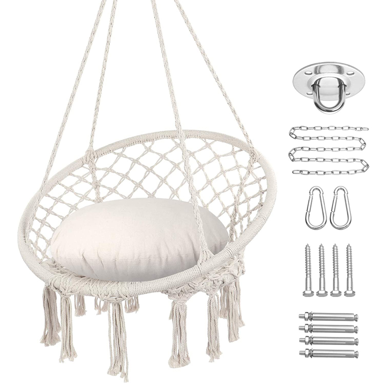 AJ Factory Wholesale Bedroom Ceiling Portable Rope Macrame Hanging Hammock Chair For Balcony Featured Image