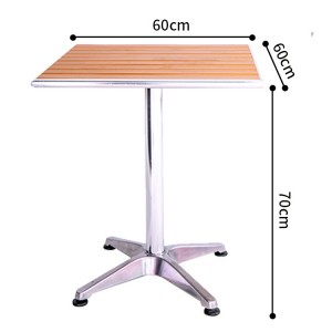 AJ Factory Direct Outdoor Cafe Bar Bistro Garden Square Aluminum Wooden Folding Dining Table