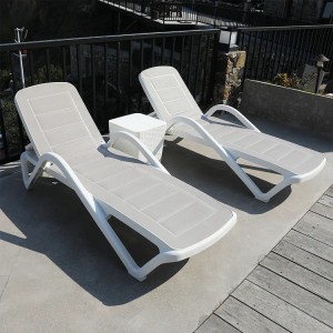 AJ Factory Wholesale Outdoor Garden Pool Grey Chaise Lounge Chair Plastic Reclining Sun Lounger Chair