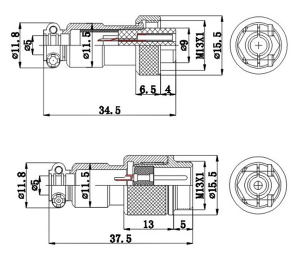 4 pin konektor penerbangan 2p 3p 4p 5p 6p GX12 Otomotif Listrik Round 4Pin Konektor 12mm plug