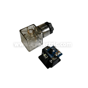 DIN 43650A Solenoid fentyl Connector LED mei Varistor beskerming tsjin overvoltage