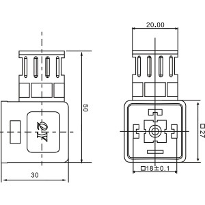 DIN 43650A የተሰነጠቀ ቧንቧ Solenoid valve አያያዥ