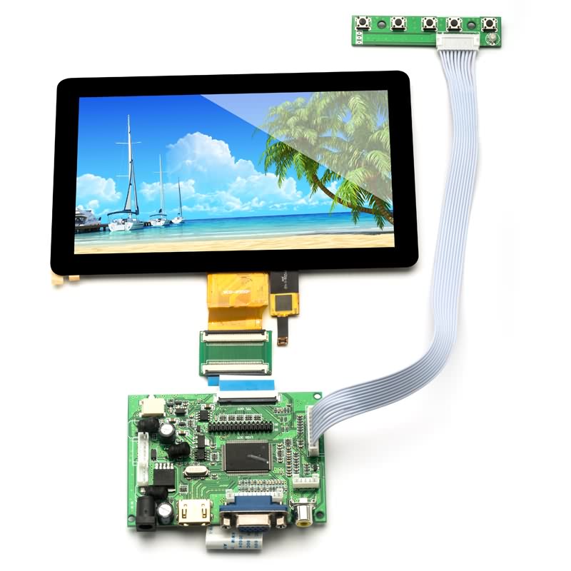 7 hazbeteko HD bereizmena 1024 x 600 LCD pantaila Kit Raspberry Pi Picture Showrako