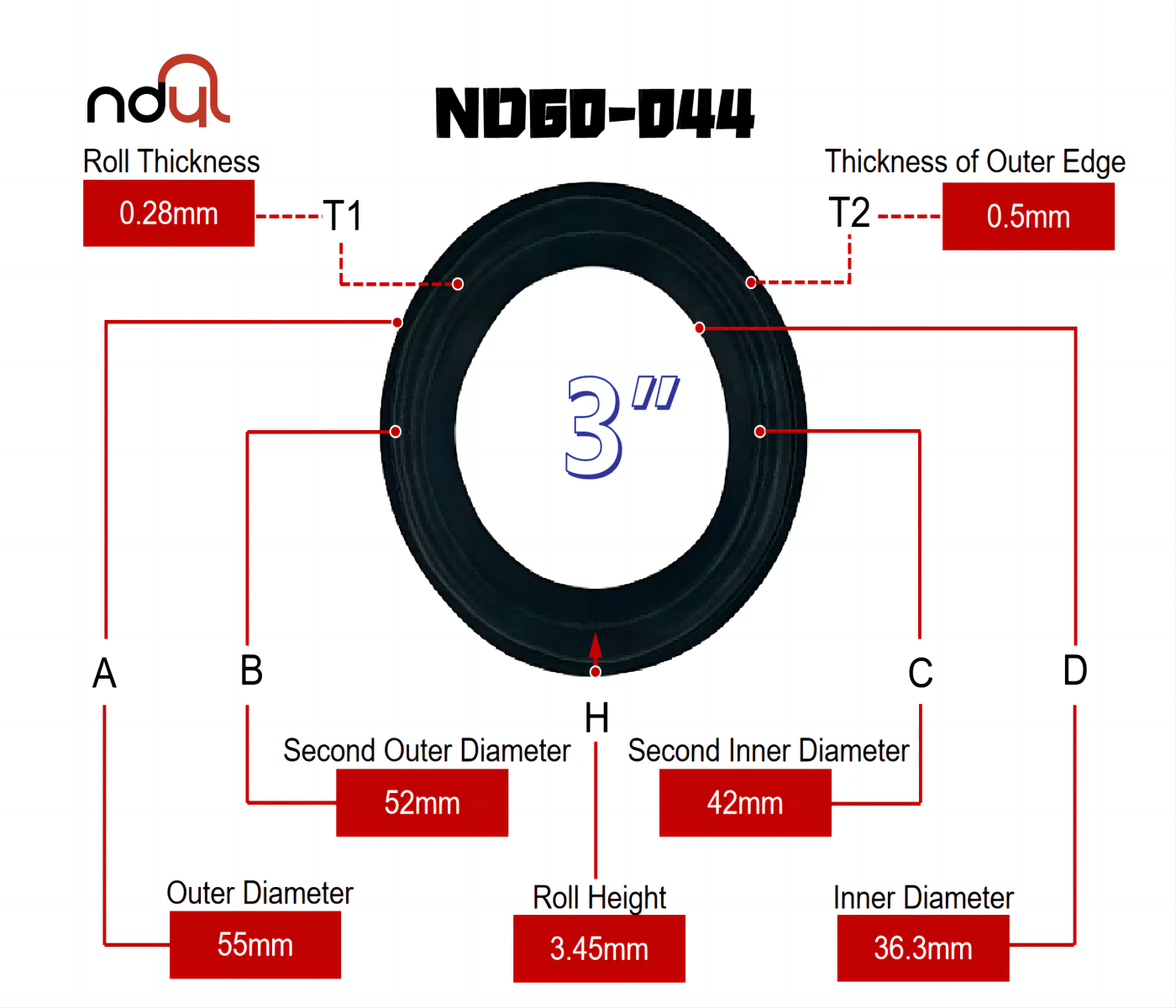 Factory Free sample 19Edge Folded Ring - 3″-Speaker rubber surround – SBR rubber edge – Nandi Yanlong