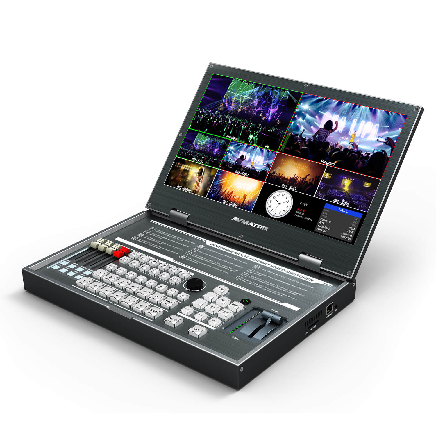 PVS0615 AVMATRIX PVS0615 6 Channel Multi-format Video Switcher with 15.6 inch FHD LCD Display