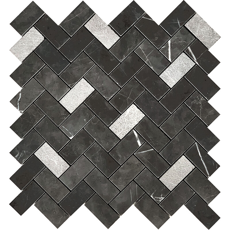 Herringbone Forma Tuscany Marble Mosaic Tile Mesh-Mounted For Floor and Wall