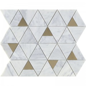 Natural Marble Stone Mix Metal Mosaic Tile Tria...