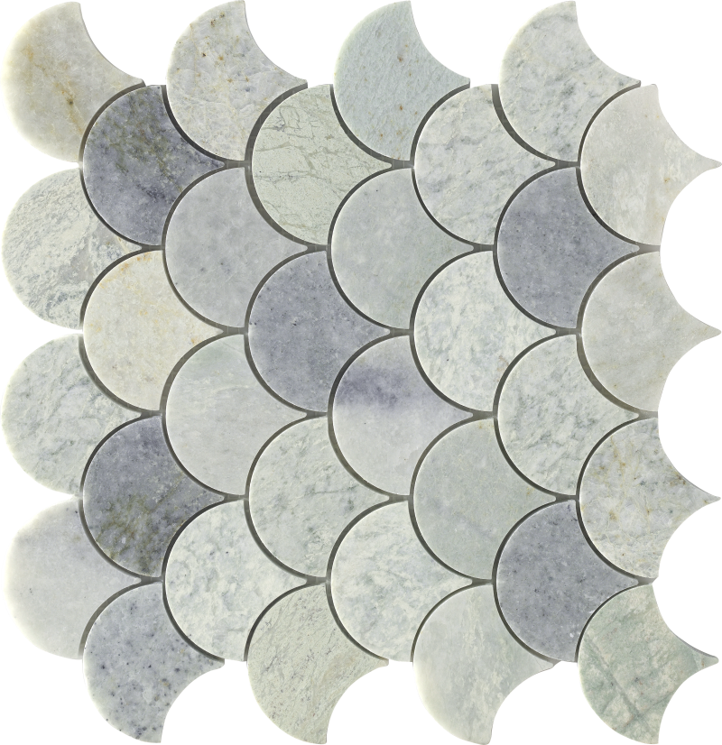 Well-designed Real Stone Mosaic Peel And Stick Tile - Fish Scale Shape – Missippi