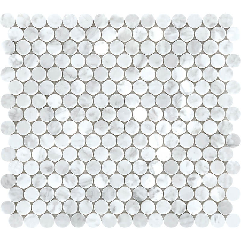 Penny Round Forma Tuscany Marble Mosaic Tile Mesh-Mounted For Floor and Wall