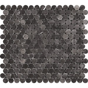 Denarium Round Forma Tuscia Marmor Mosaic Tile Mesh-eundata pro Solum et Murum
