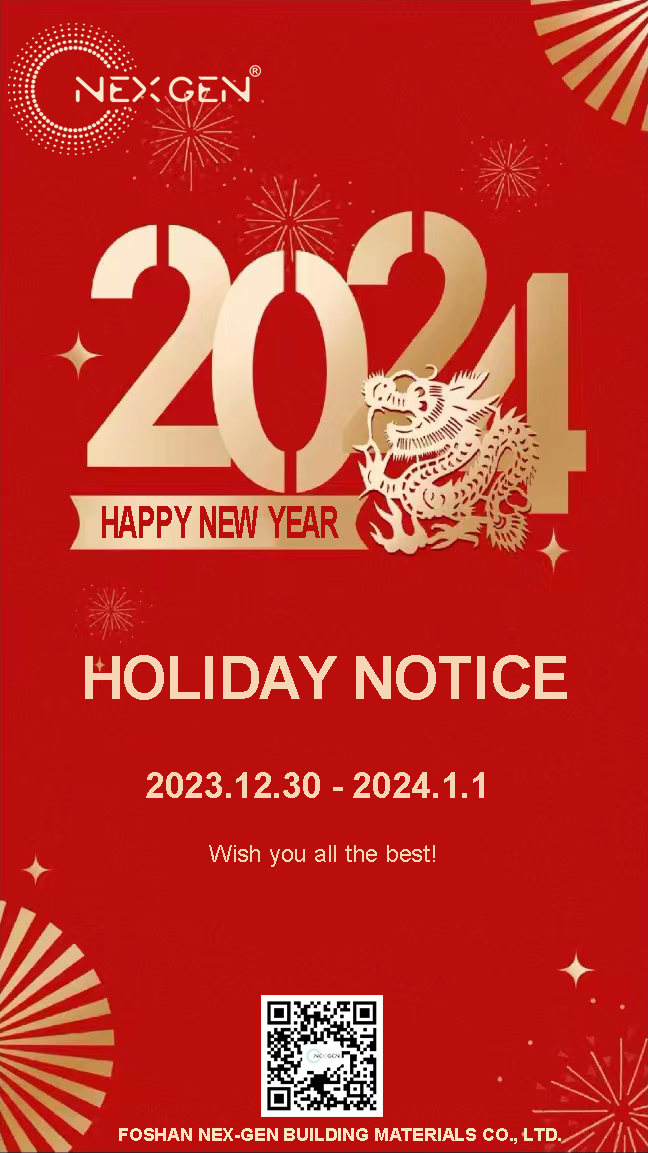 Aviso de feriado do ano novo de 2024