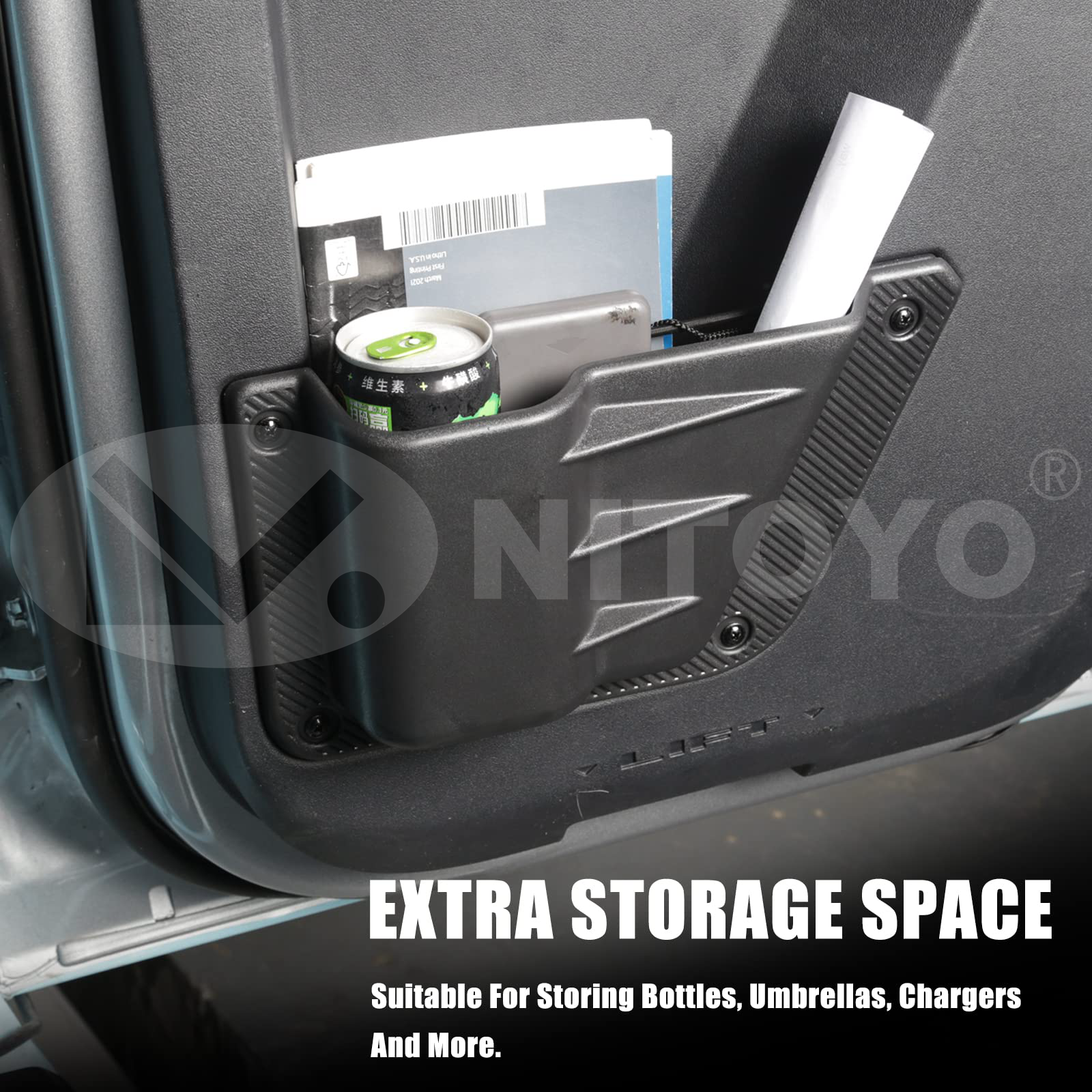 NITOYO Door Storage Pockets Rear 2PACK fit for Ford Bronco 2021 2022 2023 Featured Image