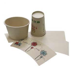 Abanico de vasos de papel de cor natural de bambú