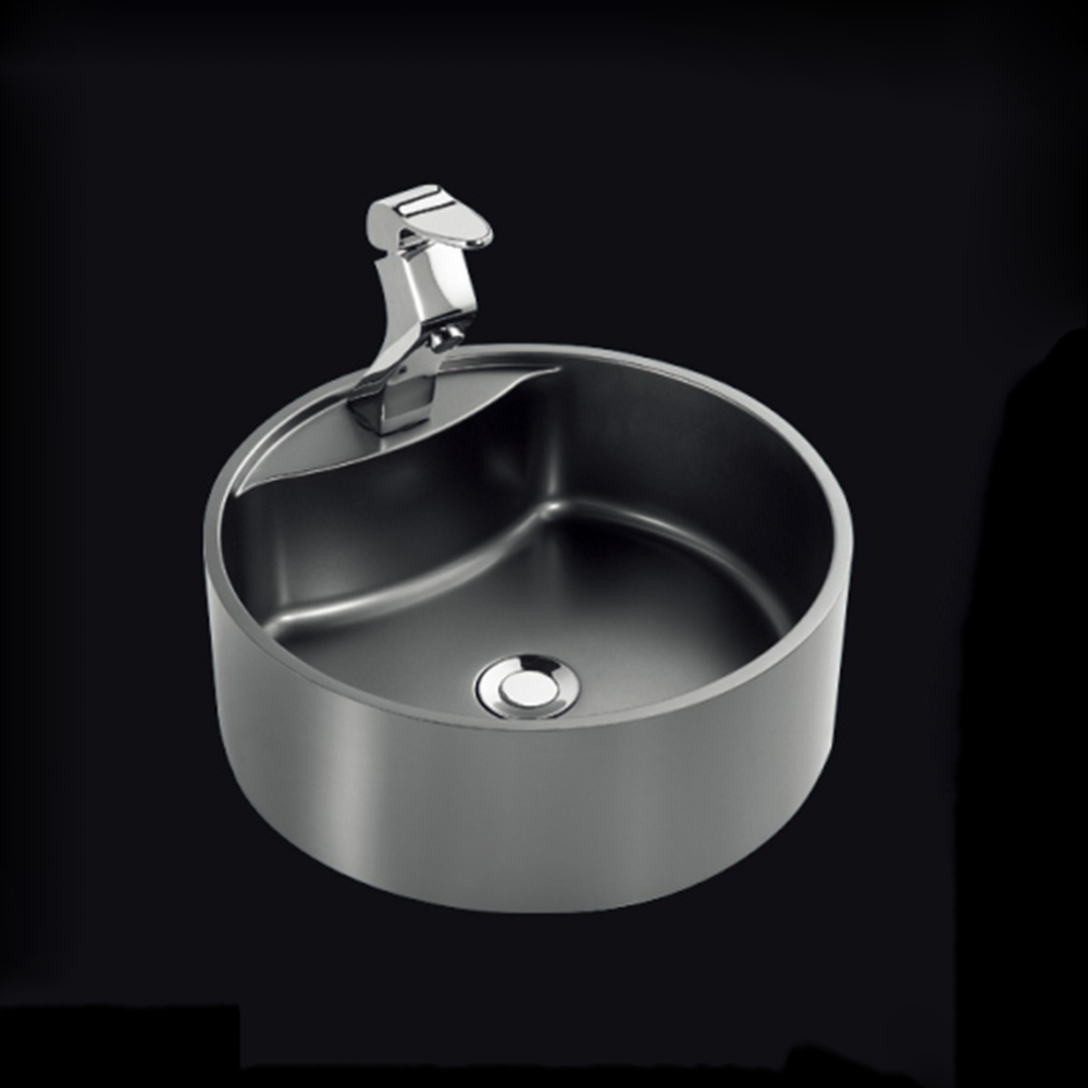 Matte black luxury modern Stainless Steel Round Wash Basin WY430 Featured Image