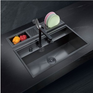 100% Original Factory Double Bowl Commercial Kitchen Sink - Black Multi-Functional Nano Kitchen Sink Stainless Steel Sink NM8060 – NODMA