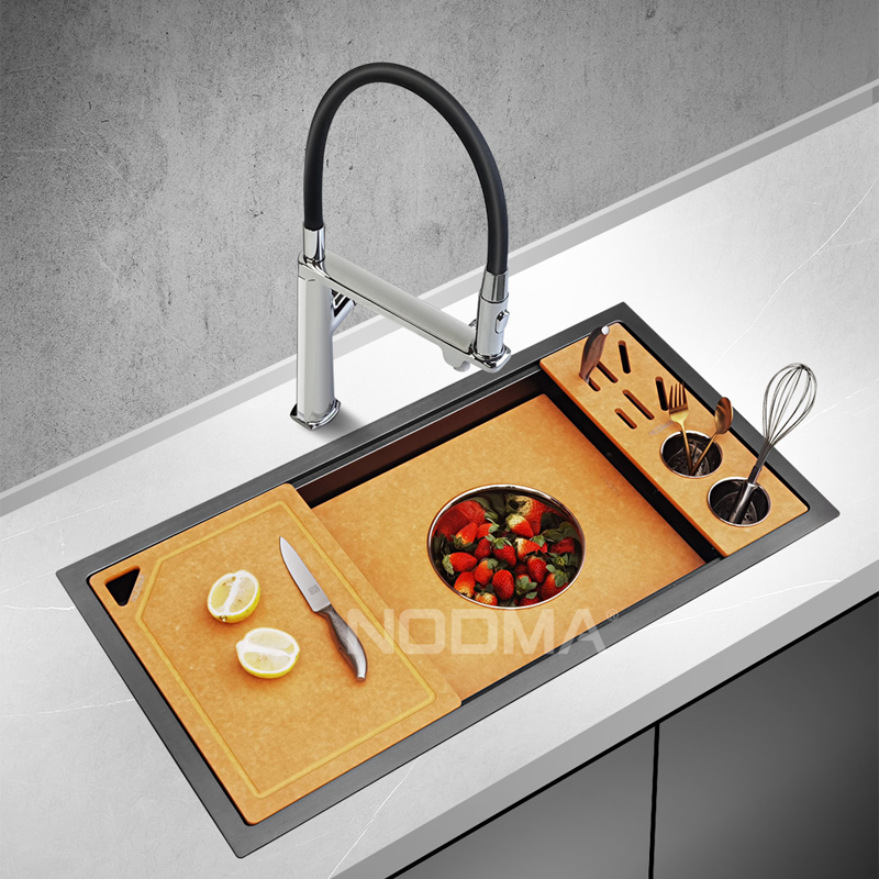 2024 new arrival style  Stainless Steel handmade Sink NM833 with nvironmentally friendly wood fiber accessories