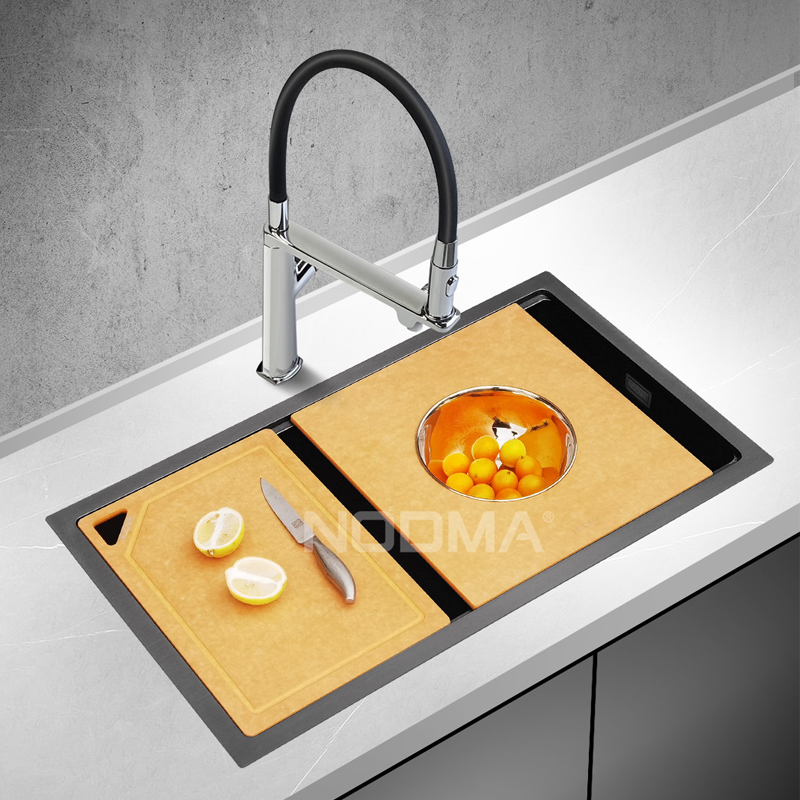 2024 new arrival style  Stainless Steel handmade Sink NM851 with nvironmentally friendly wood fiber accessories