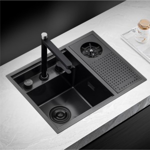 PVD Invisiable kitchen sink with cup-washer NQ756H