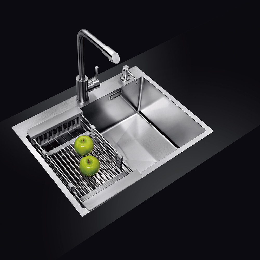 Top mount Rectangular Shape Single Bowl Handmade Stainless Steel Kitchen Sink  NU535H Featured Image