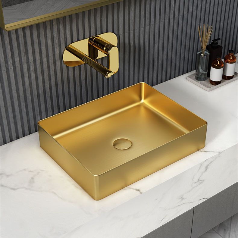 Wash Basin Countertop SUS304 Rectangular Morden Luxury Bathroom Sinks For Hotel Villa Public