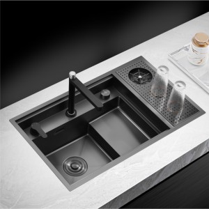PVD Invisiable kitchen sink with cup-washer NQ766H