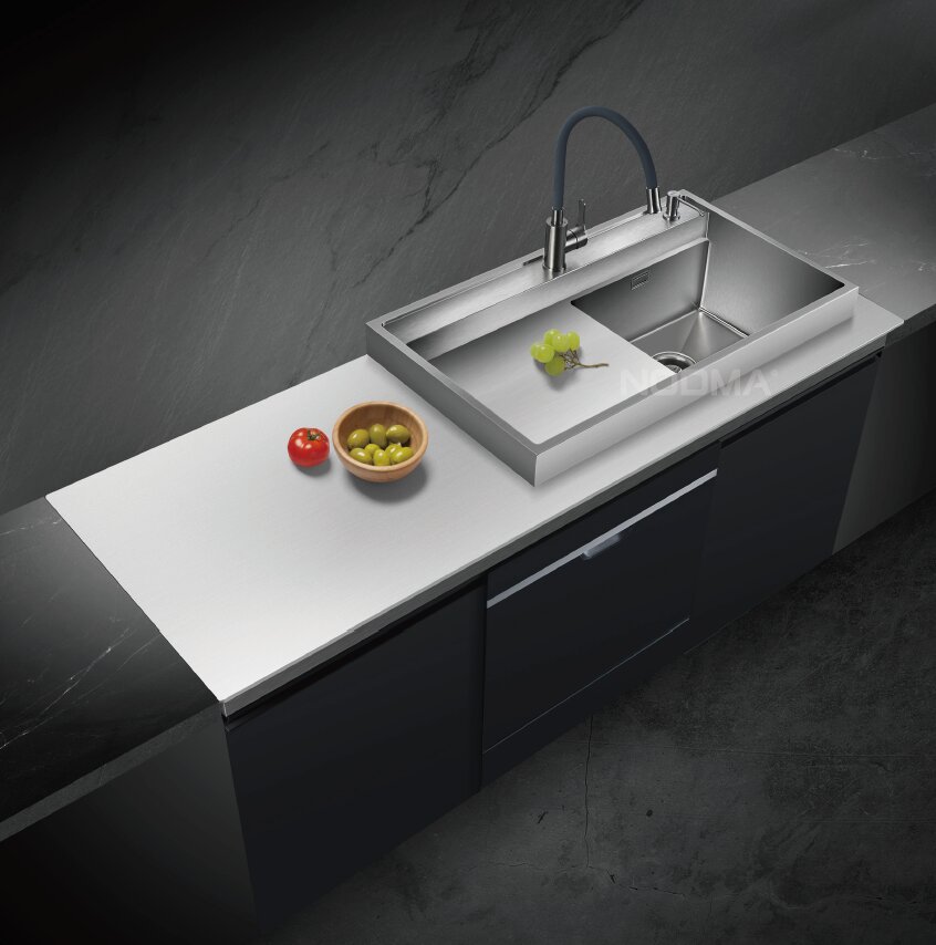 PVD Topmount Single Bowl Stainless Steel Sink with Drainboard NU9052