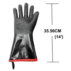 Дуга рукавица отпорна на топлоту за роштиљ Водоотпорне ватроотпорне на уље отпорне на црне неопренске рукавице