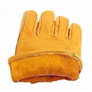 Yellow Cowhide Tawv Tear Resistant Cog Digging Gardening Gloves