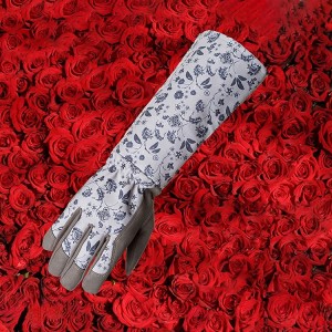 महिलांसाठी लांब हातमोजे असलेले मजबूत सिंथेटिक लेदर गार्डनिंग हातमोजे