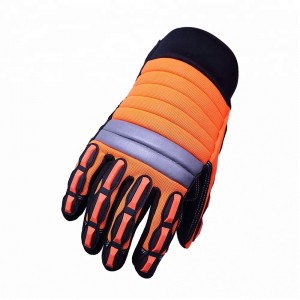 TPR Shock Resistant Orange Night Reflective Heavy Indasteri ea Oilfield Engineering Rescue Safety Gloves