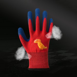 Otroške rokavice za potapljanje iz lateksa, ki dihajo, rokavice za igro na prostem z risanim tiskom dinozavrov, rumeno-modre srčkane zaščitne rokavice