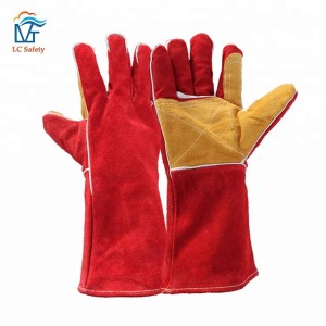 36cm දිග ​​Cowhide Leather Reinforced Soldering Gloves