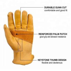 China Manufacturer Yellow Natural Cow Grain Yellow Leather Cheap Work Gloves