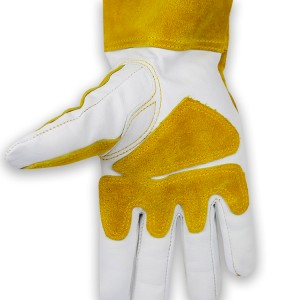 黄色の牛革ガーデングローブパッド入りパーム肘長袖穿刺防止サイズほとんどの手袋に適合