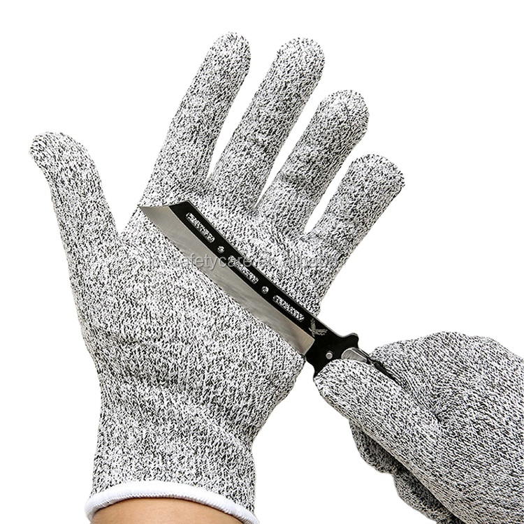 Seamless 13G Knitted HPPE Level 5 Cut Resistant Food Grade Gloves Kitchen for Handling Glass
