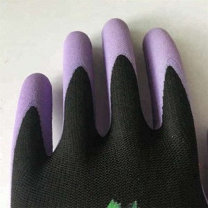 Dipping Ladies Pánské zahradnické rukavice Anti Stab Thorn Proof Rukavice Crinkle Latex Purple