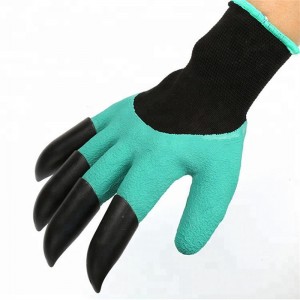 ຄວາມປອດໄພ ABS Claws Green Garden Latex Coated Digging Garding Gloves