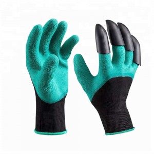 ຄວາມປອດໄພ ABS Claws Green Garden Latex Coated Digging Garding Gloves