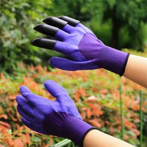 Kev nyab xeeb ABS Claws Green Garden Latex Coated Digging Garding Gloves