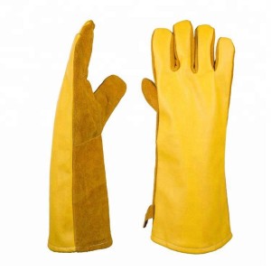 Heat Resistant Anti Abrasion Cow Split Leather Grill Bakery Gloves
