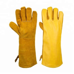 Heat Resistant Anti Abrasion Cow Split Leather Grill Bakery Gloves