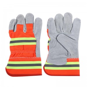 Fluorescent Reflective Cloth Maikling Leather Welding Gloves Heat Insulation Proteksyon sa Trabaho Full-length Gloves