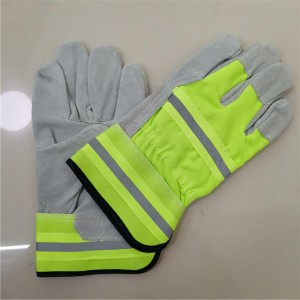 Флуоресцентна рефлективна ткаенина Кратки кожни заварувачки ракавици Топлинска изолација Заштита на трудот Ракавици со целосна должина