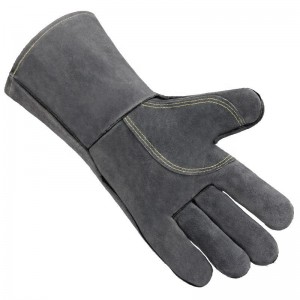 Leather Grill Barbecue Gloves with Bottle Opener Cow Split Suede Glove Mitten