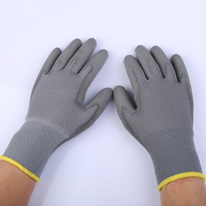 Работни ръкавици от полиуретан с лого на OEM, 13 калибър, полиестер, найлон, потопени в дланта