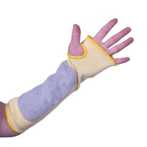 Защитный порез на руке с отверстием для большого пальца, устойчивые к порезам рукава Перчатка на руку, усиленная кожей
