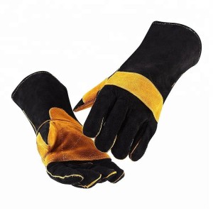 Yellow Black Double Palm Chrome Free Leather Work Welding Gloves