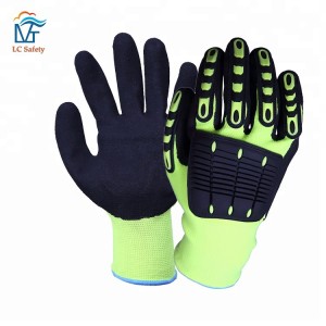 Neon Yellow Non Slip Nitrile Mechanics Impact Work Gloves