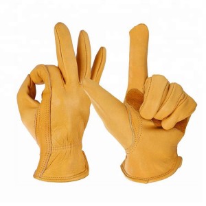 China Mugadziri Yellow Natural Cow Grain Yellow Leather Cheap Work Gloves
